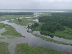 WS POV AERIAL Shot of mississippi river / Minneapolis, Minnesota, United States  Stock Footage