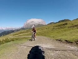 Mountainbike Rear Point of View on the Dolomites Stock Footage
