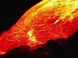 Volcanic lava Flowing at night Stock Footage