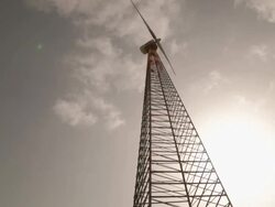 Low angle view of a wind turbine, Jaisalmer, Rajasthan, India Stock Footage