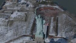 'HA TD AERIAL Shot of Statue Of Liberty / New York City, United States' Stock Footage