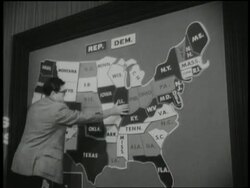 The media reports the results of the 1960 Presidential Election as they come in. News Clip