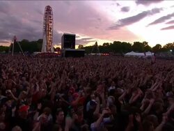 W/S EXT Concert Crowd Sunset Stock Footage