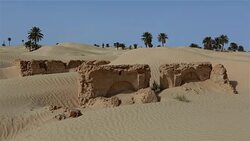 Ruins of Zaafrane a village swallowed up by the sands Stock Footage