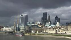 Speeded up London City Skyline News Clip