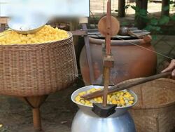 Boiling Silkworm Cocoons Stock Footage