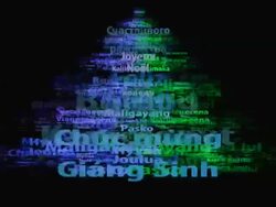MERRY CHRISTMAS (TREE) IN ALL IMPORTANT LANGUAGES. BLACK (seamless_loopable) Stock Footage