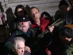 Folk Singers Perform at OWS Occupy Columbus Circle Stock Footage