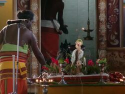MS TD TU People attending ceremony in temple  / Batticaloa, Sri Lanka Stock Footage