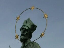 Religious Statue: Saint John of Nepomuk, Zoom Out Stock Footage