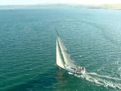 Brokenwood, the 54ft yacht sailed by Sailors with Disabilities in the 2009 Sydney to Hobart Yacht Race; Hobart. Skippered by David Pescud, Australia Stock Footage