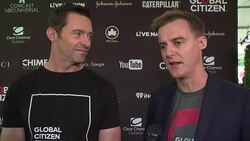 INTERVIEW - Hugh Jackman and Hugh Evans at 2016 Global Citizen Festival In Central Park To End Extreme Poverty By 2030 Stock Footage