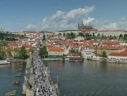 Charles Bridge, Prague Castle and St. Vitus's Cathedral, Prague Stock Footage