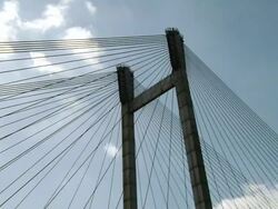 MS Cable stayed of vidyasagar setu bridge  / Kolkata, west Bengal, India  Stock Footage
