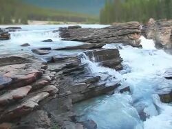 River waterfalls in Jasper National Park Stock Footage