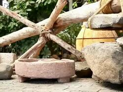 Press for squeezing of olive oil Stock Footage