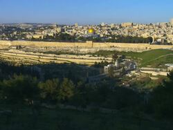 WS T/L Shot of sunrise over old city with Temple Mount from Mt. of olives / Jerusalem, Judea, Israel Stock Footage