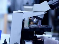 microscope in lab. Stock Footage