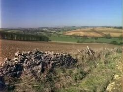 Real time Cotswold stone wall landscape, Burford, Oxfordshire Stock Footage