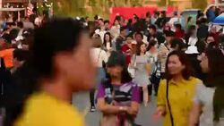 Crowd people walking on the road.(Timelapse) Stock Footage