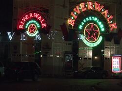 Entrance to RiverWalk sign in New Orleans Stock Footage