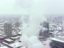  WS View of freeway net and smoke / Minneapolis, Minnesota, United States Stock Footage