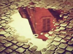 Typical Sanpietrino Roman Road with water reflection Stock Footage