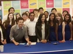 Cory Monteith, Naya Rivera at the Glee Live Samsung Infuse 4G DTR Event - Stevens Creek AT&T Store at San Jose CA. (Footage by WireImage Video/Getty Images Entertainment Video) Stock Footage