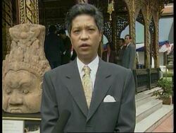 THAILAND: 13 ANCIENT STONE STATUES RETURNED TO CAMBODIA News Clip