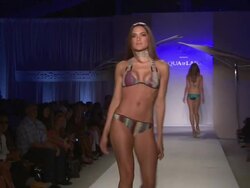 Models walk the runway during the Aqua Di Lara Swimwear 2011 fashion show at the Aqua Di Lara/Qiss Qiss - Runway - MBFW Miami Swim 2011 Stock Footage
