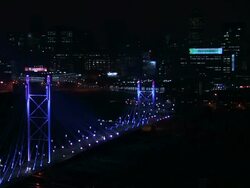 WS HA Shot of Nelson Mandela Bridge at night / South Africa Stock Footage