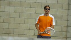 Tennis player practicing returning serves. - Slow Motion Stock Footage