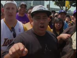 Tens of thousands of jubilant Los Angeles Lakers fans have flooded downtown L.A., creating a tidal wave of purple and gold celebrating the franchise's 15th NBA title with a high-energy parade and rally. News Clip