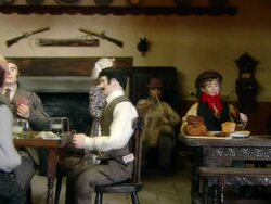 Miniaturised late Victorian scene, pub, Dolls house, Leonardslee Gardens, West Sussex, UK Stock Footage