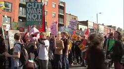Anti-austerity protests held as the Conservative party conference begins in Manchester News Clip