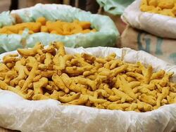 MS ZI Turmeric in sack / New Delhi, India Stock Footage