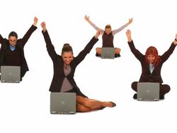 HD MONTAGE: Businesswomen With Laptops Stock Footage