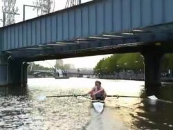 Rowers from local private schools, elite athletes and members of the public train on the Yarra River. Stock Footage