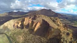 Aerial Oregon Smith Rocks Stock Footage