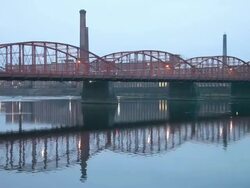 Ouellette Bridge in Lowell Stock Footage