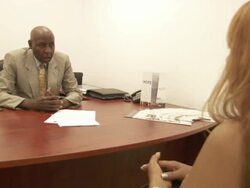 MS PAN  Hope Center worker explaining  client's options to her AUDIO  / New York City, New York, United States Stock Footage