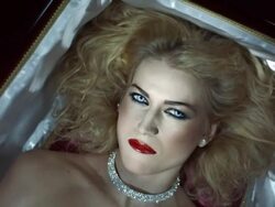 HD Slow Motion: Vampire Snarling Out Of A Coffin Stock Footage