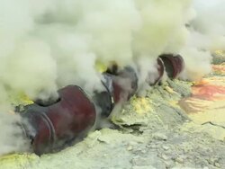 MS Toxic gases at the Ijen volcano crater / Ijen, Java, Indonesia Stock Footage