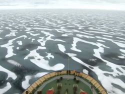 Icebreaker moving through Arctic Ice Floes News Clip