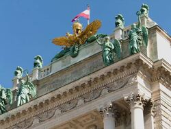 CU Coat of Arms of the Austrian Empire on Top of the Vienna Hofburg Palace Stock Footage