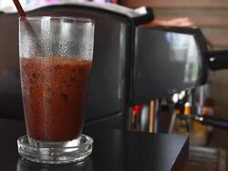 Drinking ice chocolate - (Time-lapse) Stock Footage