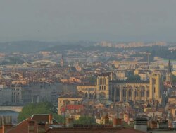view over Lyon from Croix-Rousse,WS Stock Footage