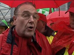 Unions protest at closing of Opel plant and economy News Clip