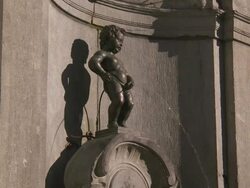MS Manneken-Pis. symbol of Brussels / Brussels, Brussels, Belgium Stock Footage