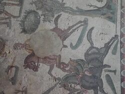 Piazza Armerina (villa Romana del Casale), room of the small hunt Stock Footage